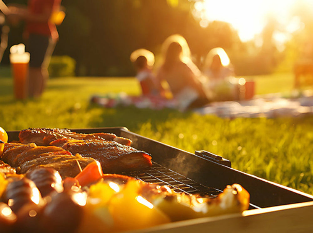 summer BBQ with people in the distance