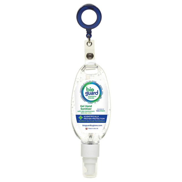 Bioguard Surgical Hand Gel Sanitiser with Clip and Reel 50ml Image 1