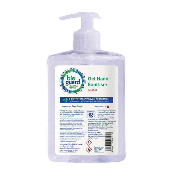 Bioguard Surgical Hand Gel Sanitiser with Pump Dispenser 500ml Image 1