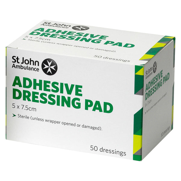 St John Ambulance Large Adhesive Dressing Pads 5cm x 75cm (50 PACK) Image 1