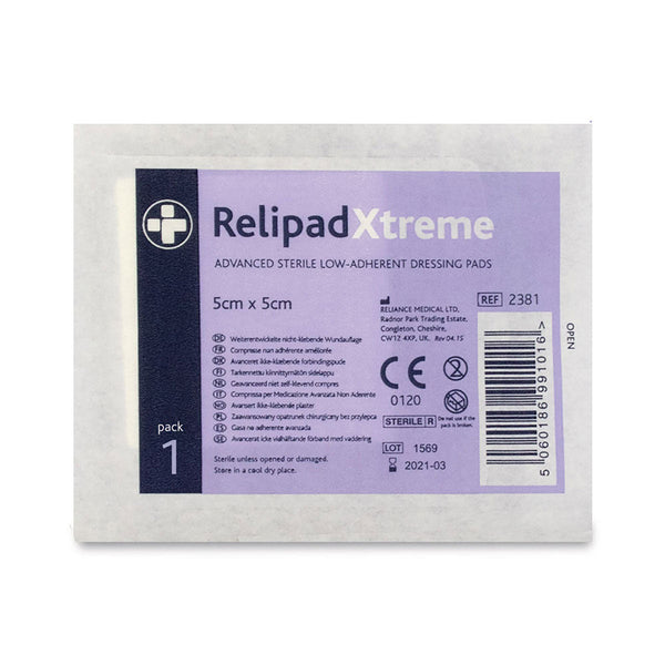 Relipad Xtreme Low-Adherent Dressing Pads 5cm x 5cm (50 PACK) Image 2