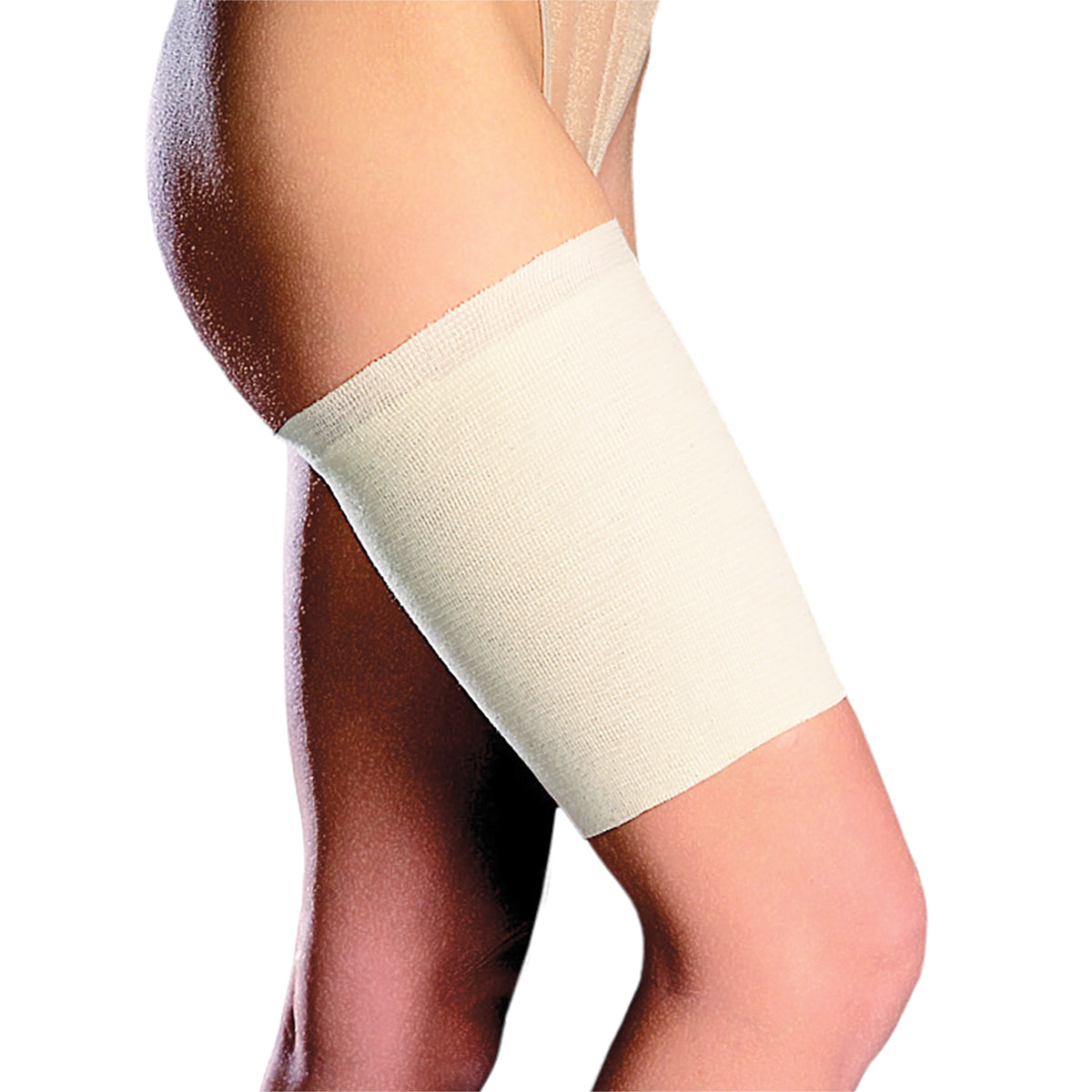 “Sterogrip elasticated tubular support bandage roll shown on a thigh
