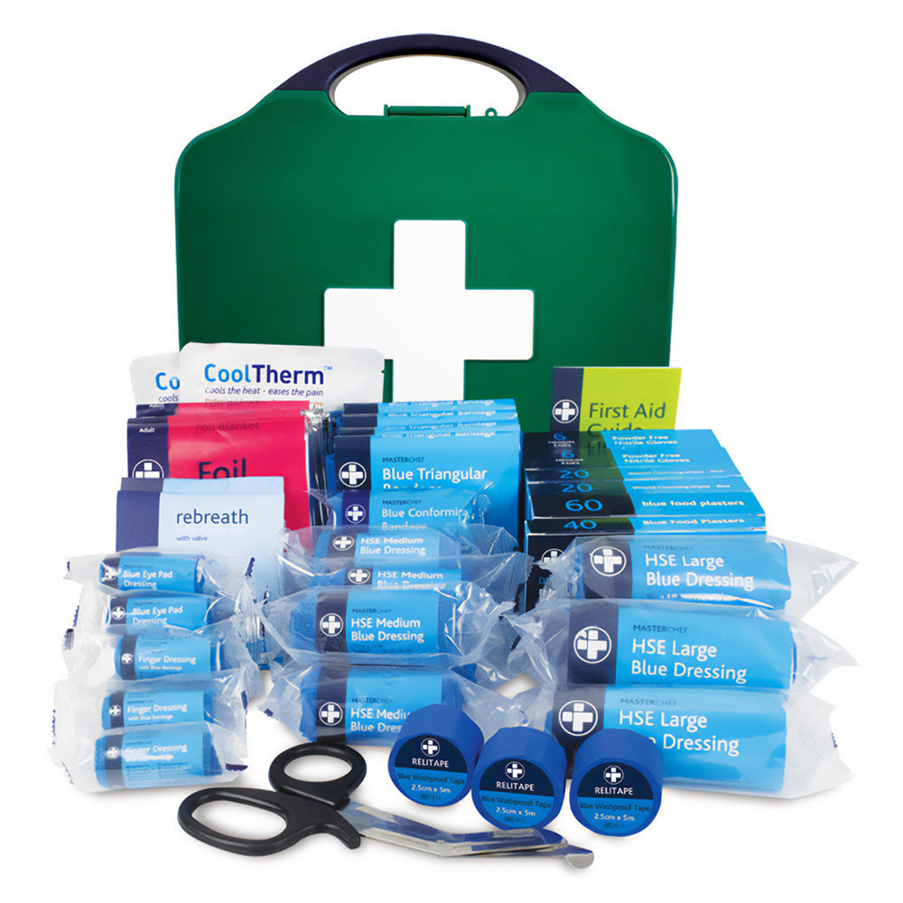 The contents of the Reliance Medical Large Catering Kit BS 8599-1:2019.
