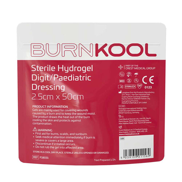 BurnKool Hydrogel Digit Paediatric Dressing 2.5 x 50cm Image 1