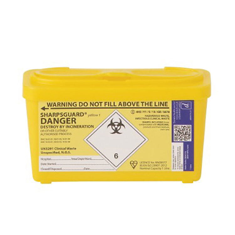 Sharpsguard Yellow Disposal Bin 1 Litre Image 1
