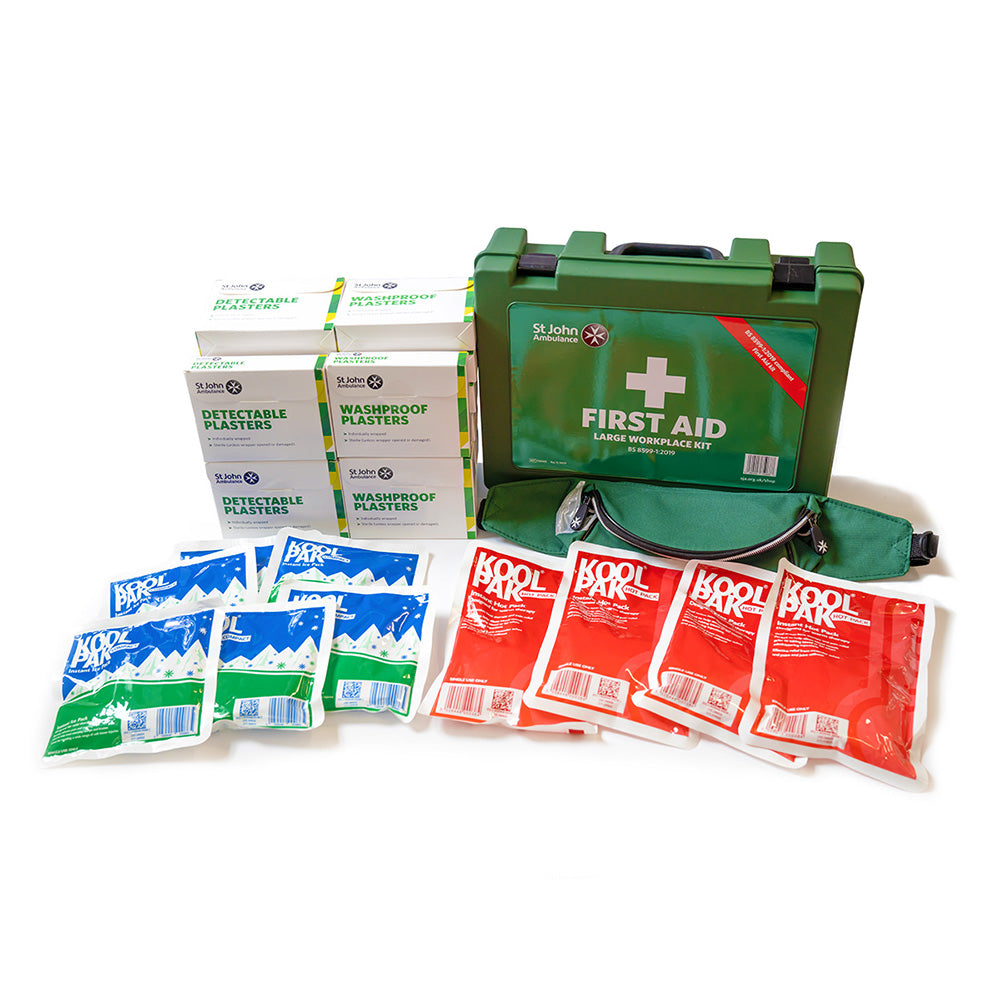 The contents of the School First Aid Kit Bundle.