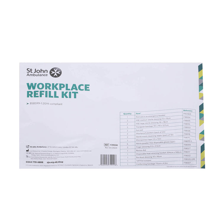 St John Ambulance Workplace Refill First Aid Kit BS 8599-12019 Image 1