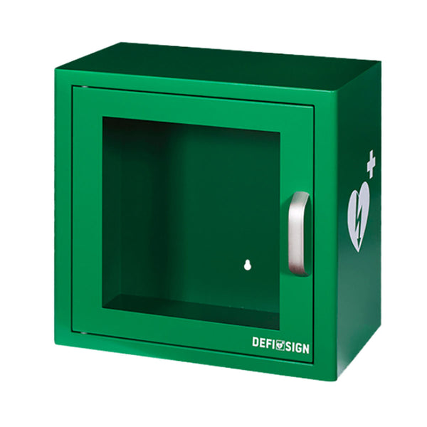 Green Indoor Defibrillator Cabinet with Alarm Image 1