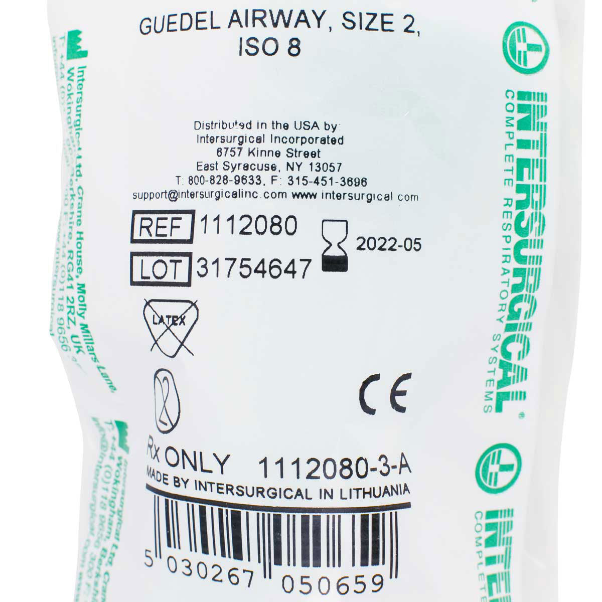 Guedel One-Piece Green Airway Size 2 Image 2
