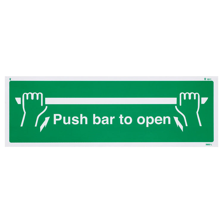 Fire Exit Push Bar to Open British Standard Vinyl Sign Image 1