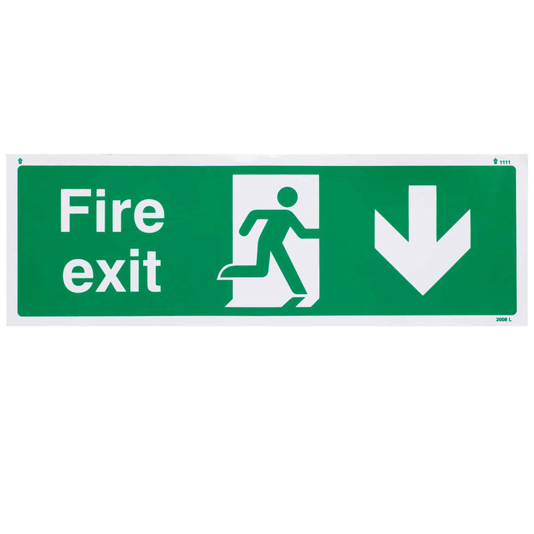 Fire Exit Down British Standard Vinyl Sign Image 1