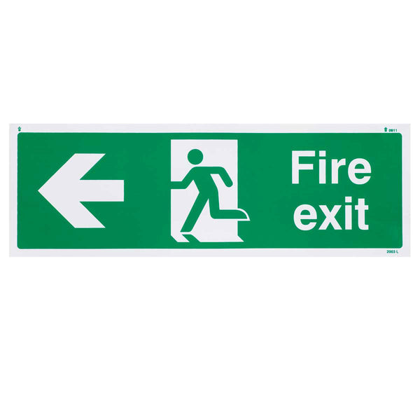 Fire Exit Left British Standard Vinyl Sign Image 1