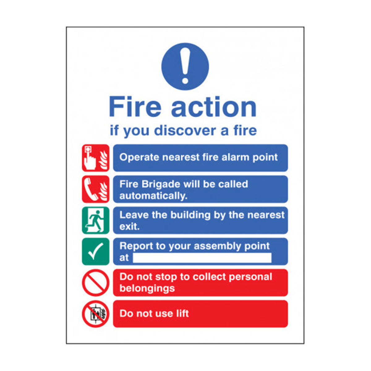 Fire Action Photoluminescent Vinyl Sign Image 1