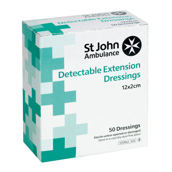 St John Ambulance Blue Washproof Detectable Extension Plasters (50 PACK) Image 1