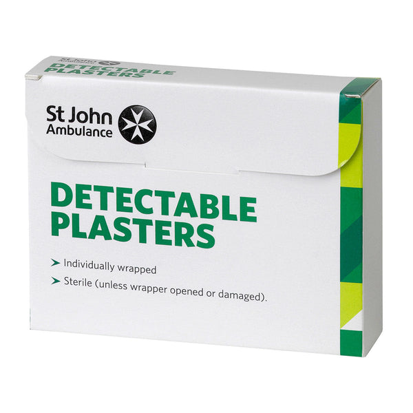 St John Ambulance Blue Washproof Detectable Plasters Assorted Sizes (100 PACK) Image 1