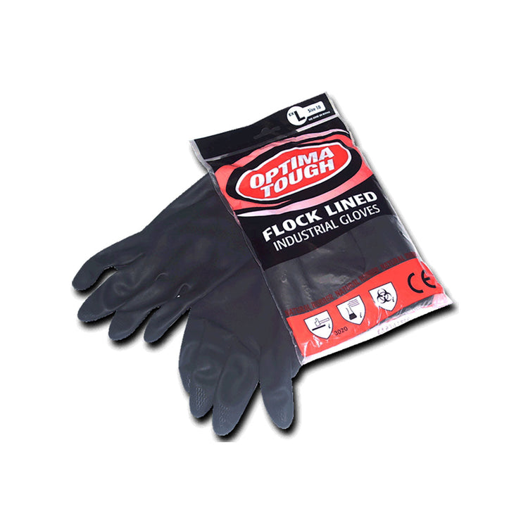 Optima Tough Rubber Gloves Large Black Image 1