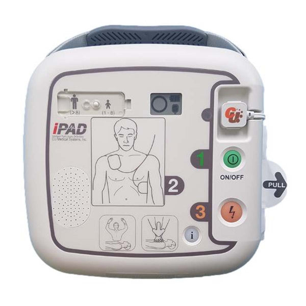 iPAD defibrillator on a white background