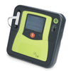 Automated External Defibrillator (AED) with green and black design on a white background