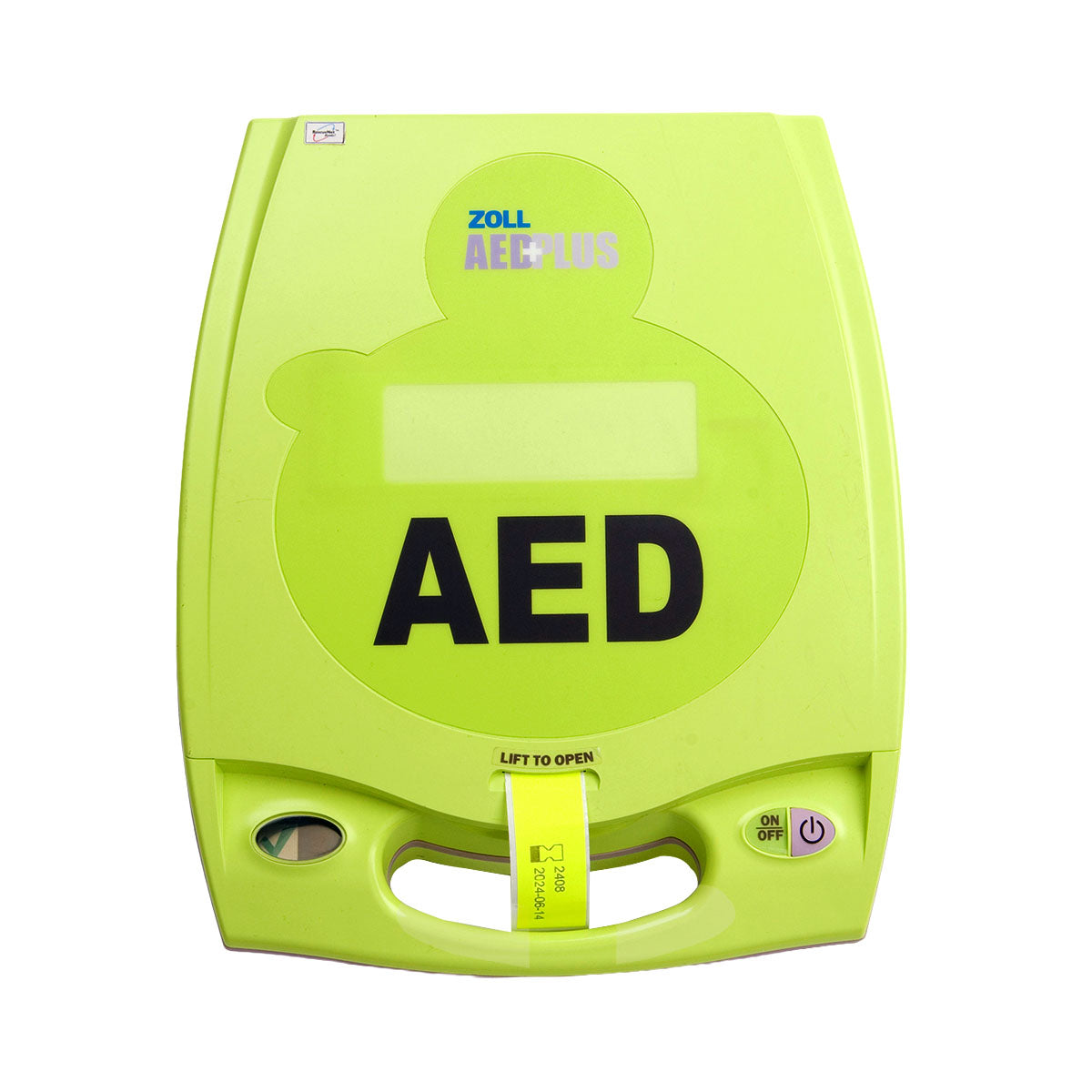 The front of the ZOLL AED Plus Fully Automatic Defibrillator.