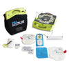 Zoll AED Plus defibrillator with accessories on a white background