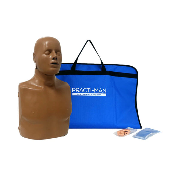 The PractiMan Advanced CPR Manikin, dark version.