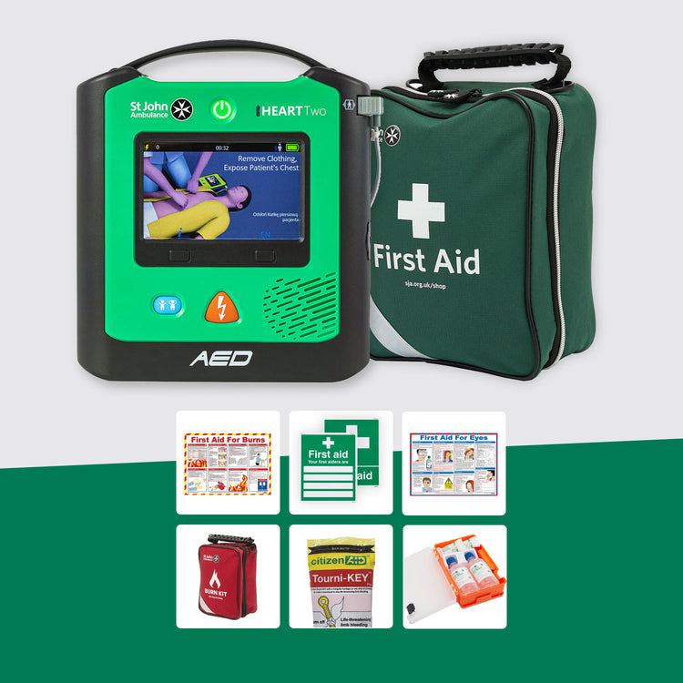 Construction First Aid Bundle + St John Ambulance Heart Two Defibrillator