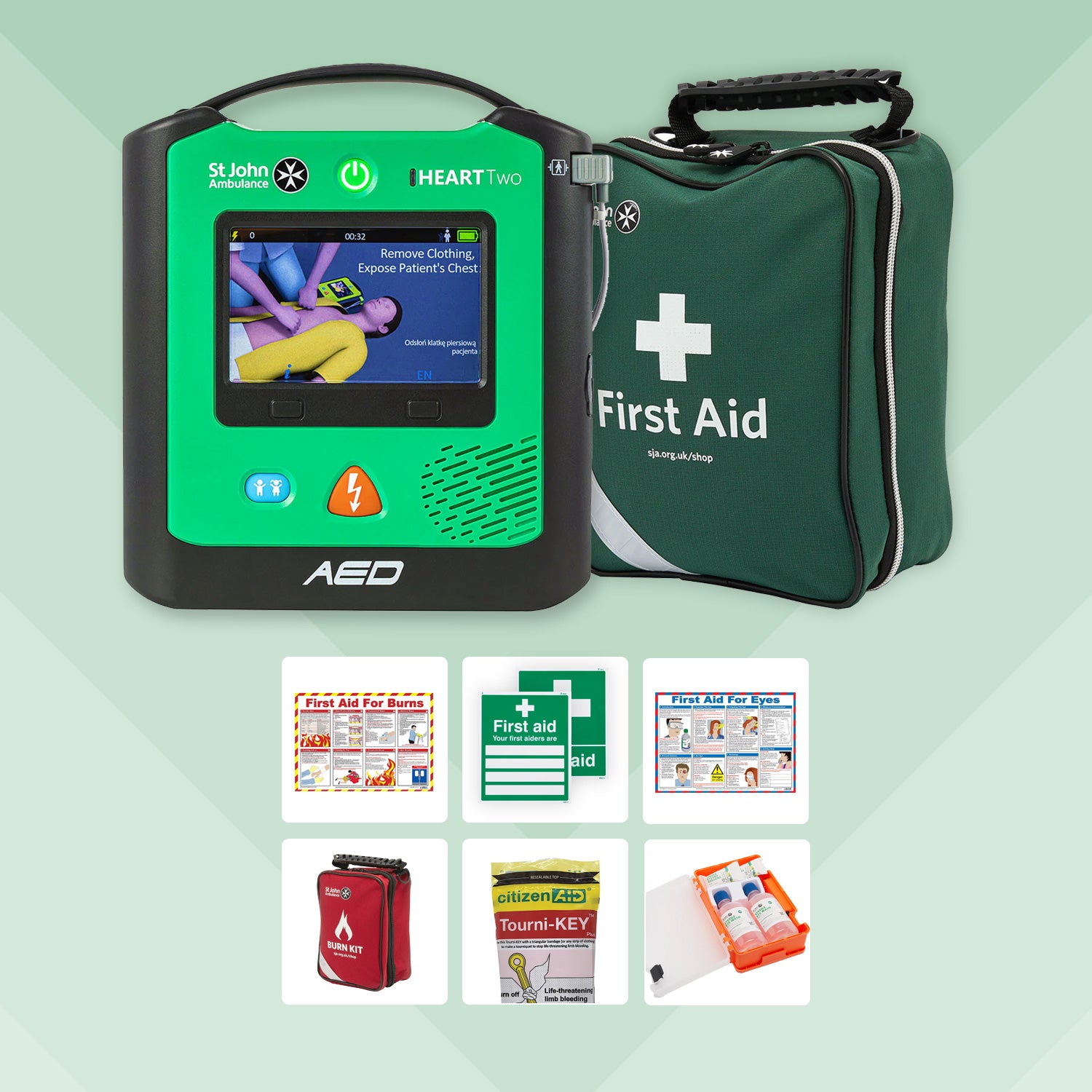 Construction First Aid Bundle + St John Ambulance Heart Two Defibrillator
