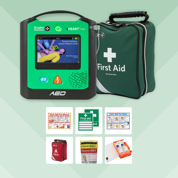 Construction First Aid Bundle + St John Ambulance Heart Two Defibrillator