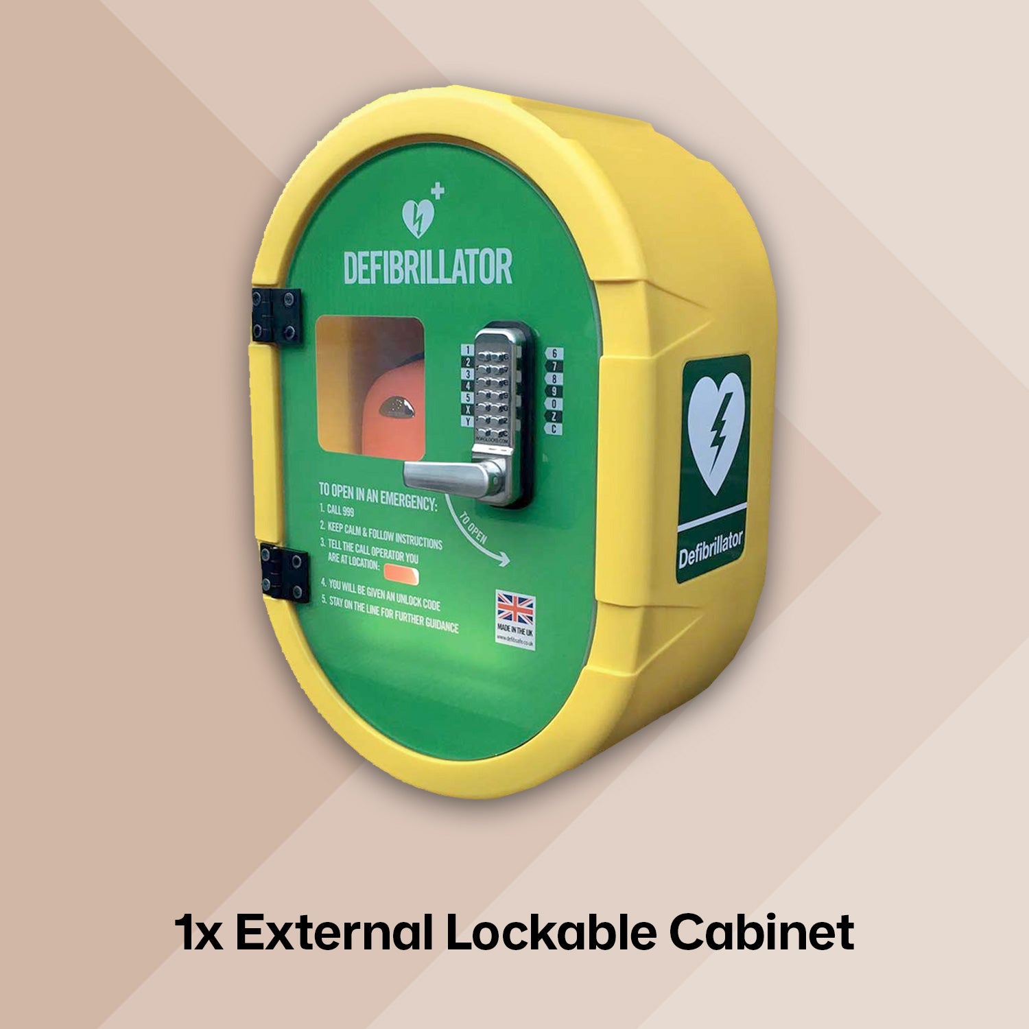 HEART Two Semi Automatic Defibrillator Bundle with External Locked Cabinet