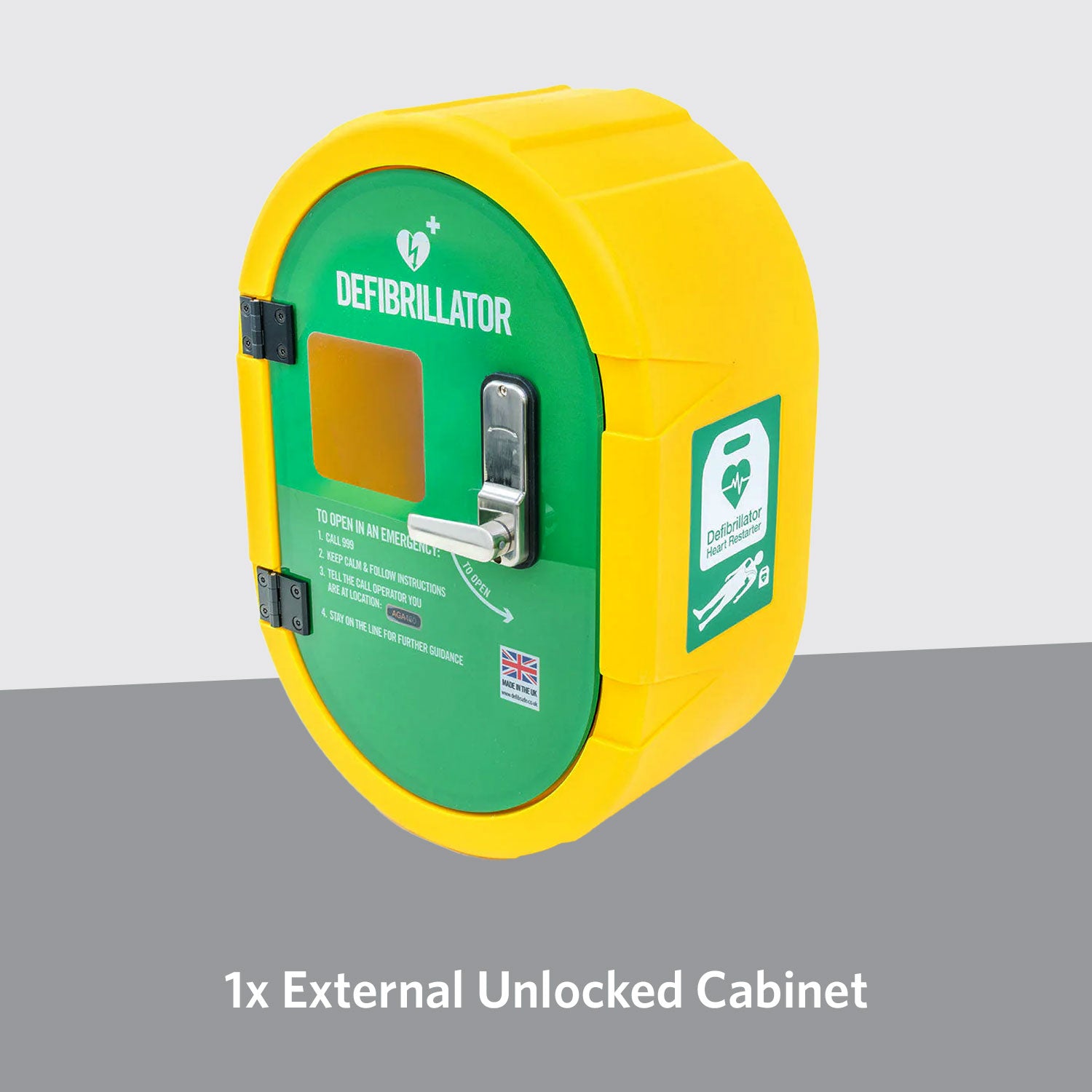 St John Ambulance Heart Two Semi Automatic Defibrillator Bundle with External Unlocked Cabinet