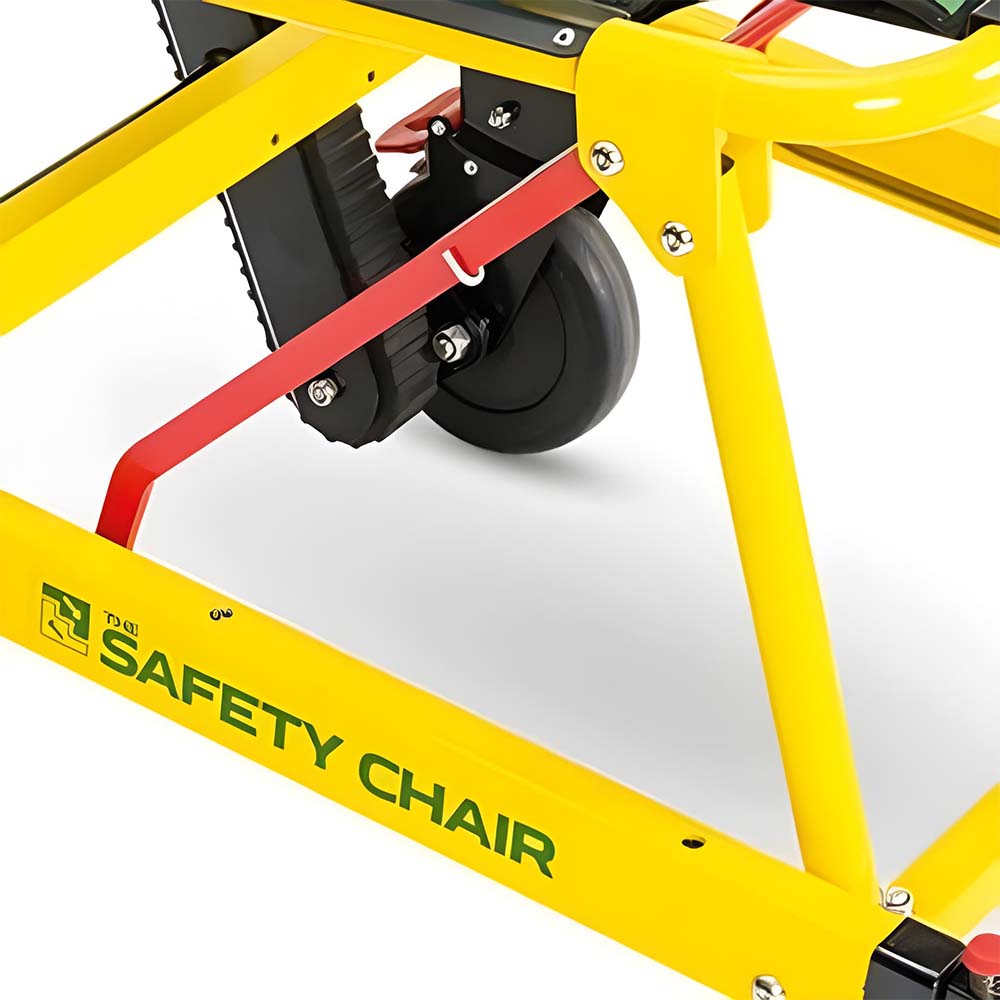 A close-up of the aluminium frame of the Safety Chair EV-5000.