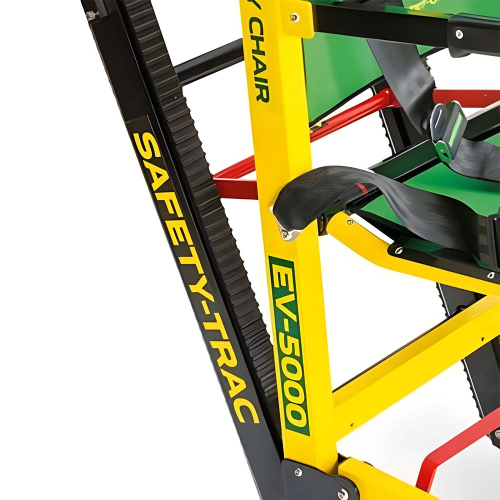 A close-up of the adjustable stair track of the Safety Chair EV-5000.