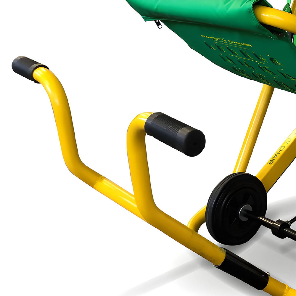 A close-up of the Safety Chair EV-7000's front lifting handle.