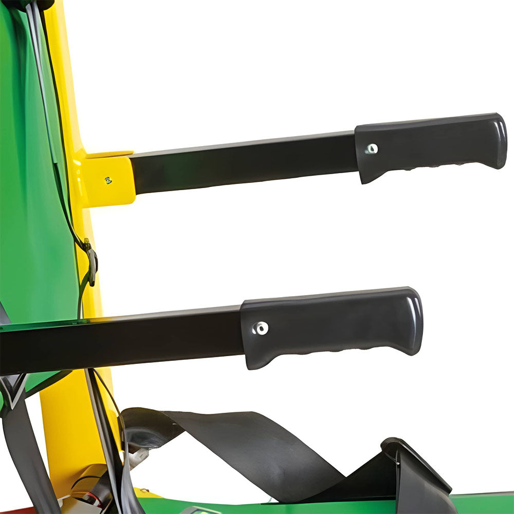 A close-up of the Safety Chair EV-9000's operator handles.