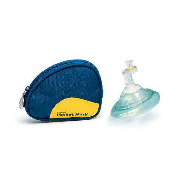 The Laerdal Pocket Mask and Soft Blue Pouch.