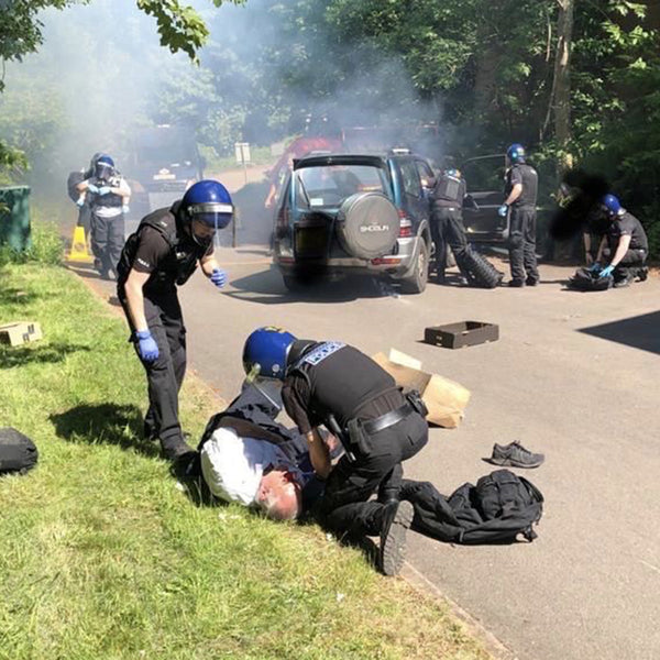 A first aid and specialist trauma course, with police responding to a vehicle incident.