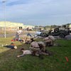 A first aid and specialist trauma course, with learners working on manikins at an air field.