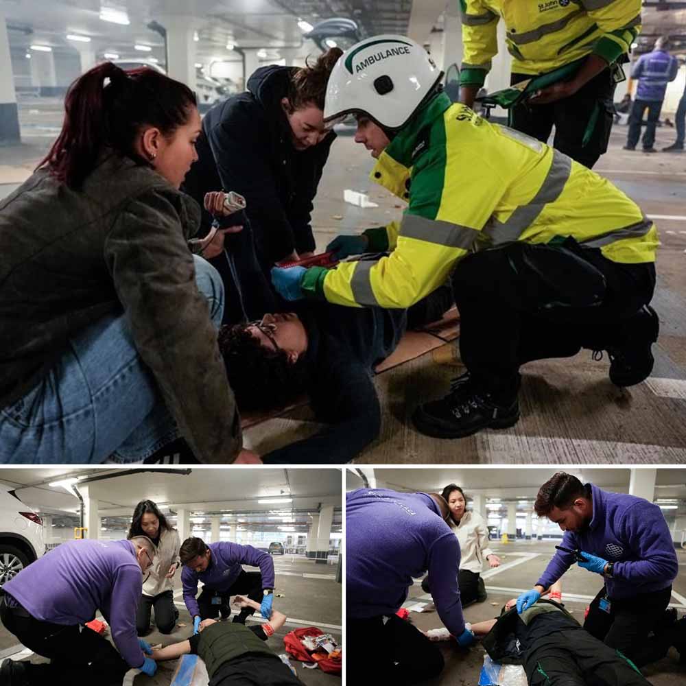 A collage of photographs showing learners taking part in a First Aid and Specialist Trauma (FAST) course.