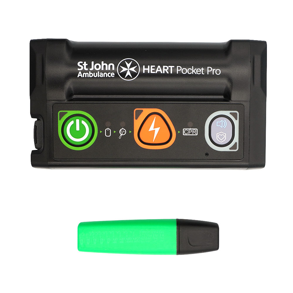 A size comparison between the HEART Pocket Pro and a highlighter pen.