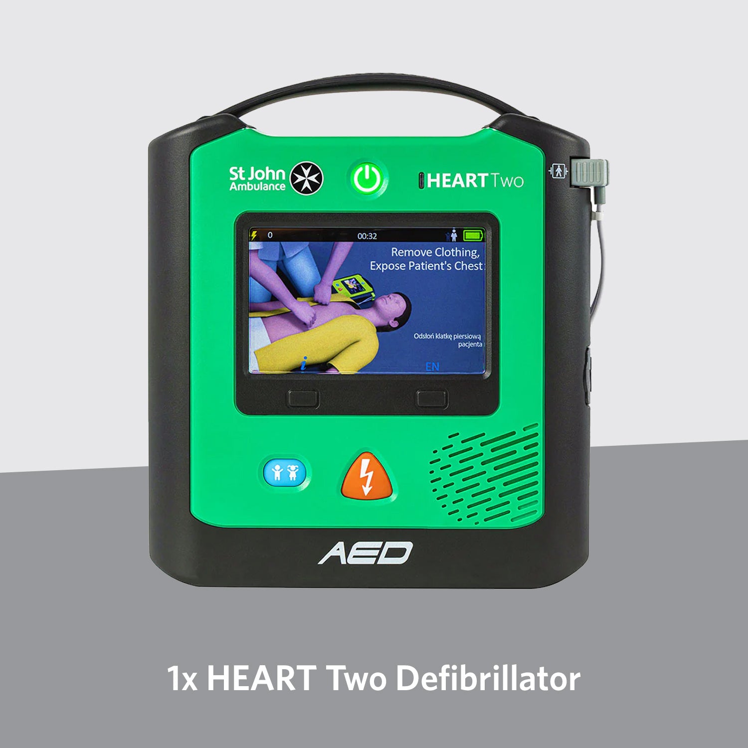 St John Ambulance Heart Two Semi Automatic Defibrillator Bundle with External Locked Cabinet