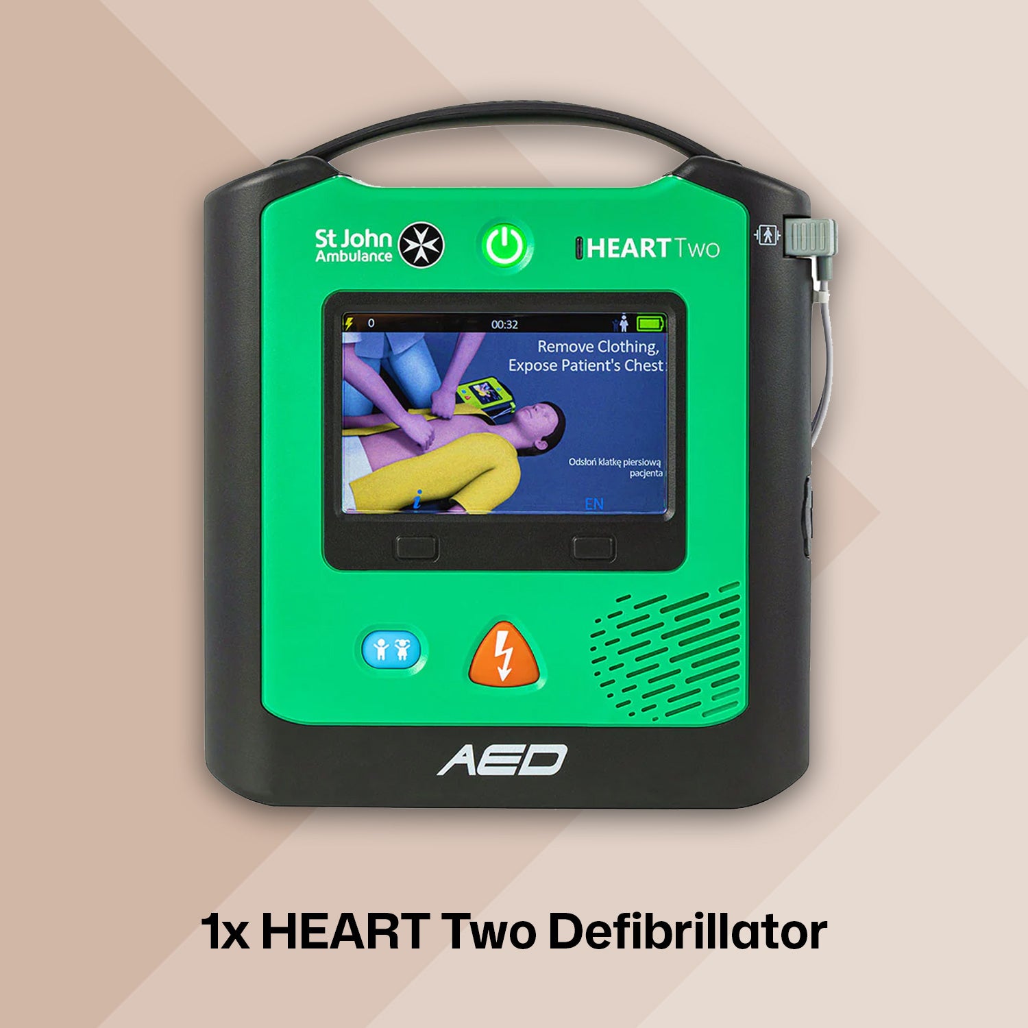 HEART Two Semi Automatic Defibrillator Bundle with External Locked Cabinet