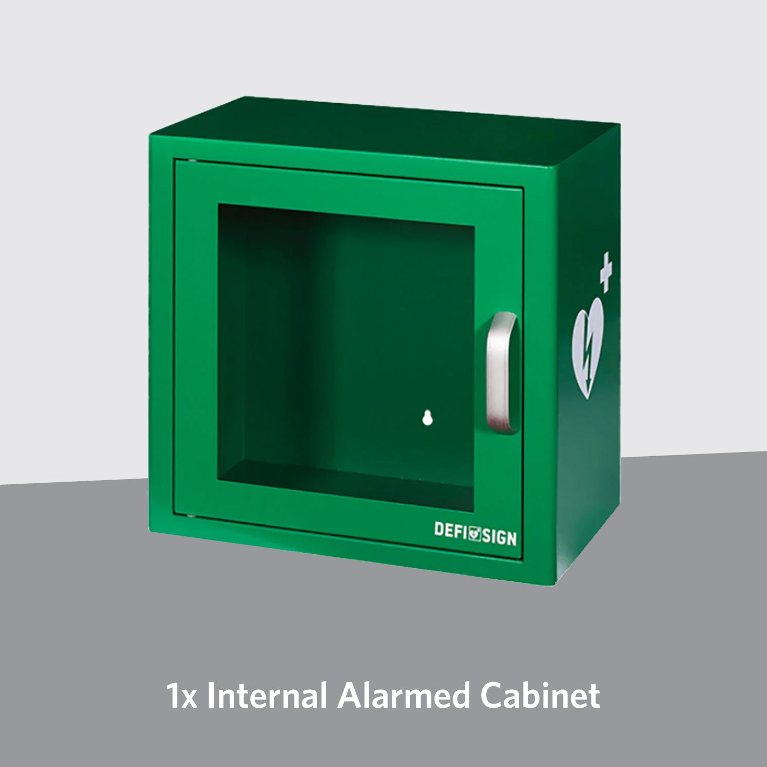 St John Ambulance Heart One Semi Automatic Defibrillator Bundle with Alarmed Internal Cabinet