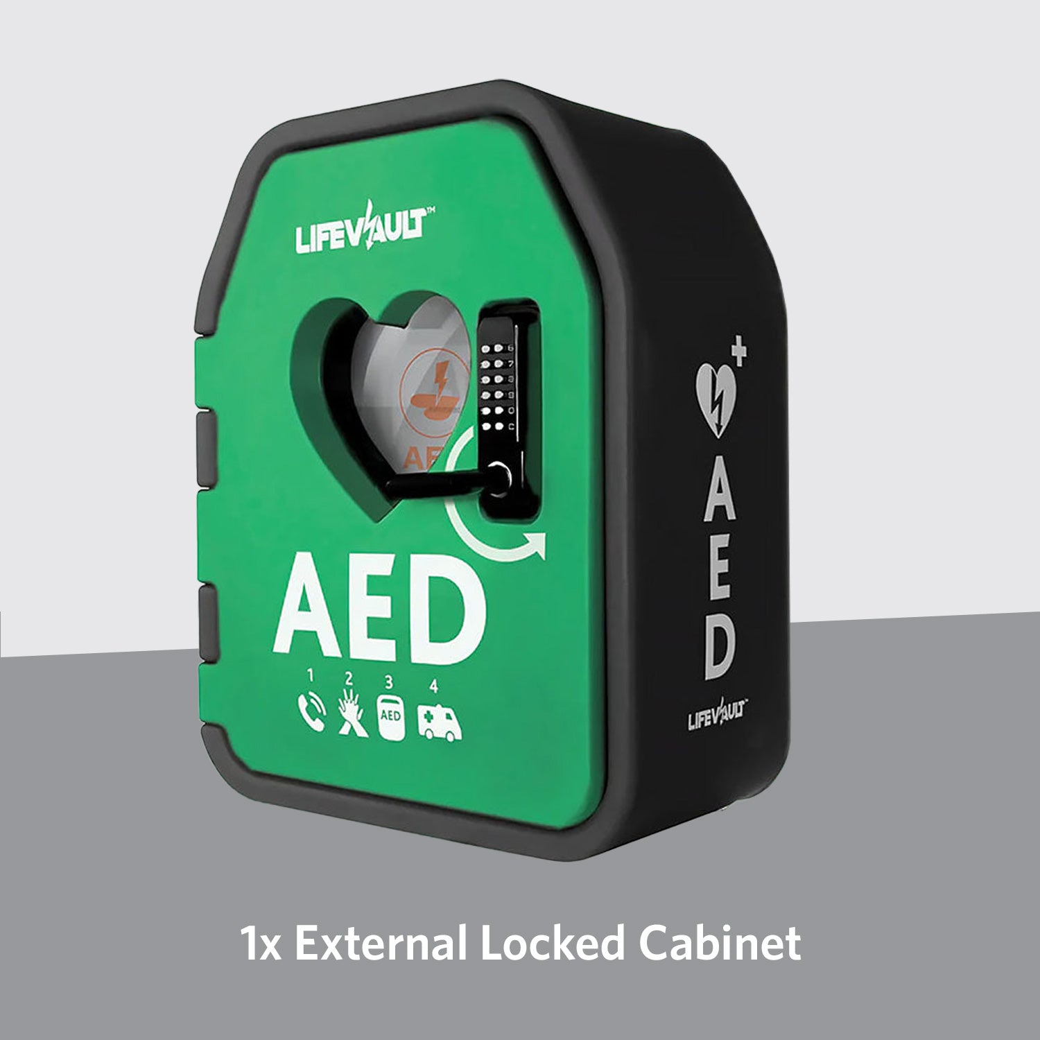 iPAD SP1 Fully Automatic Defibrillator Bundle with LifeVault Locked Cabinet