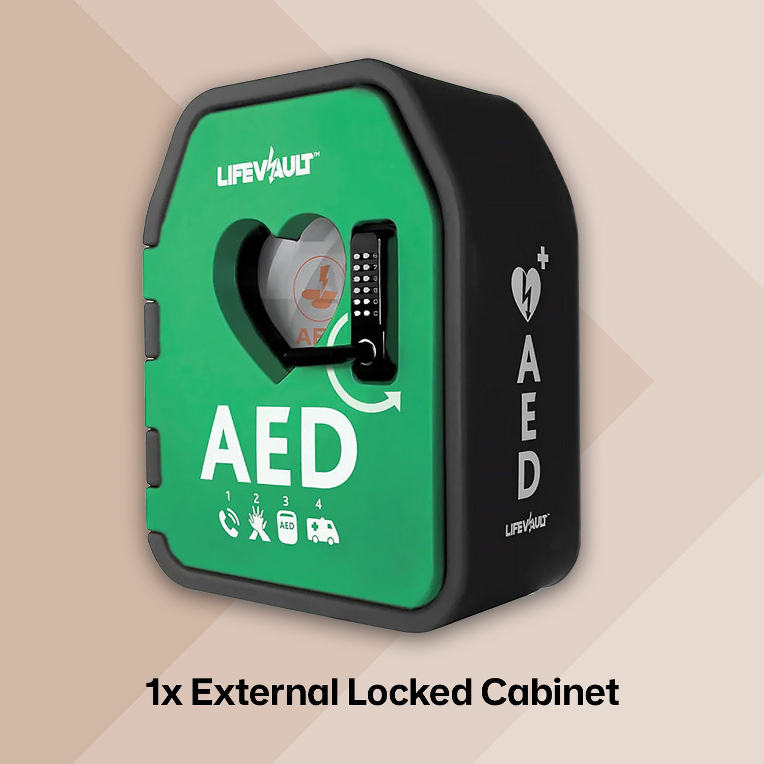 iPAD SP1 Fully Automatic Defibrillator Bundle with LifeVault Locked Cabinet