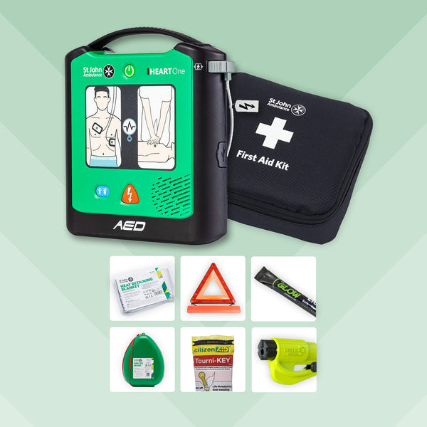 Motoring First Aid Bundle + St John Ambulance Heart One Defibrillator