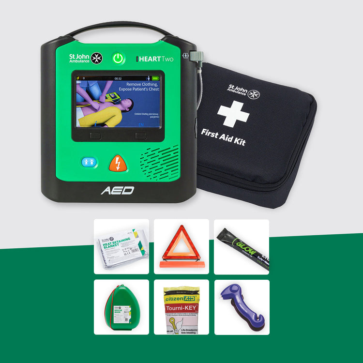 Motoring First Aid Bundle + St John Ambulance Heart Two Defibrillator