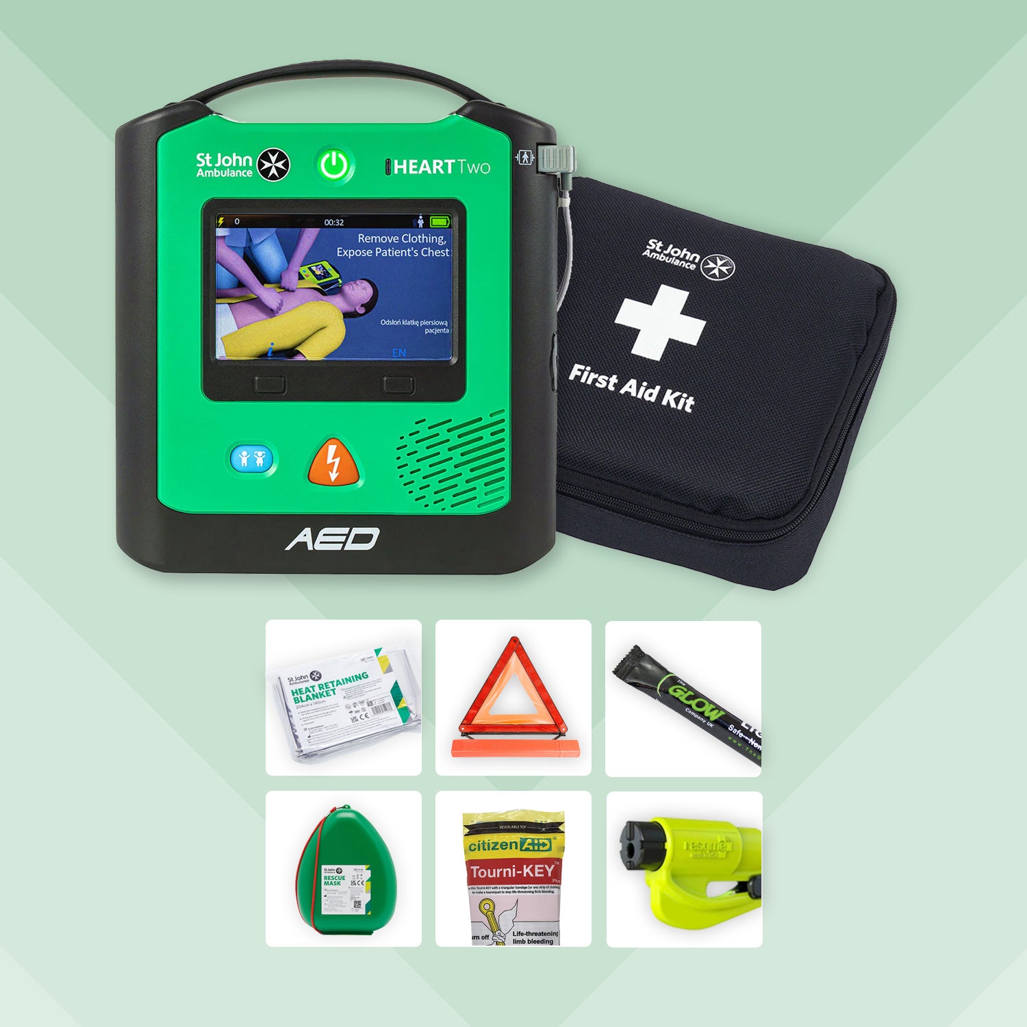 Motoring First Aid Bundle + St John Ambulance Heart Two Defibrillator