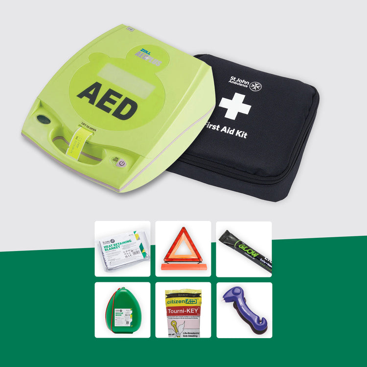 Motoring First Aid Bundle + Zoll AED Plus Defibrillator