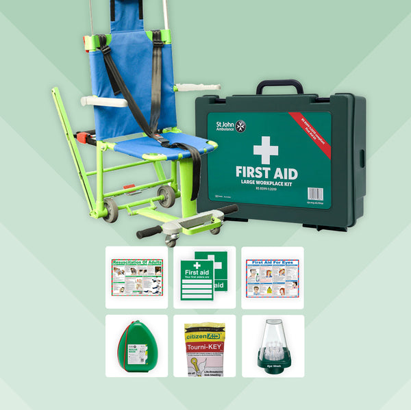 Office First Aid Bundle + Evacusafe Evacuation Chair