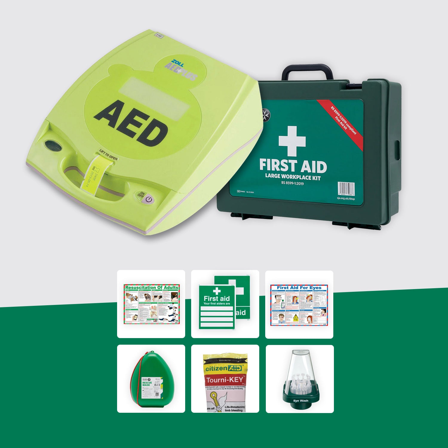 Office First Aid Bundle + Zoll AED Plus Defibrillator